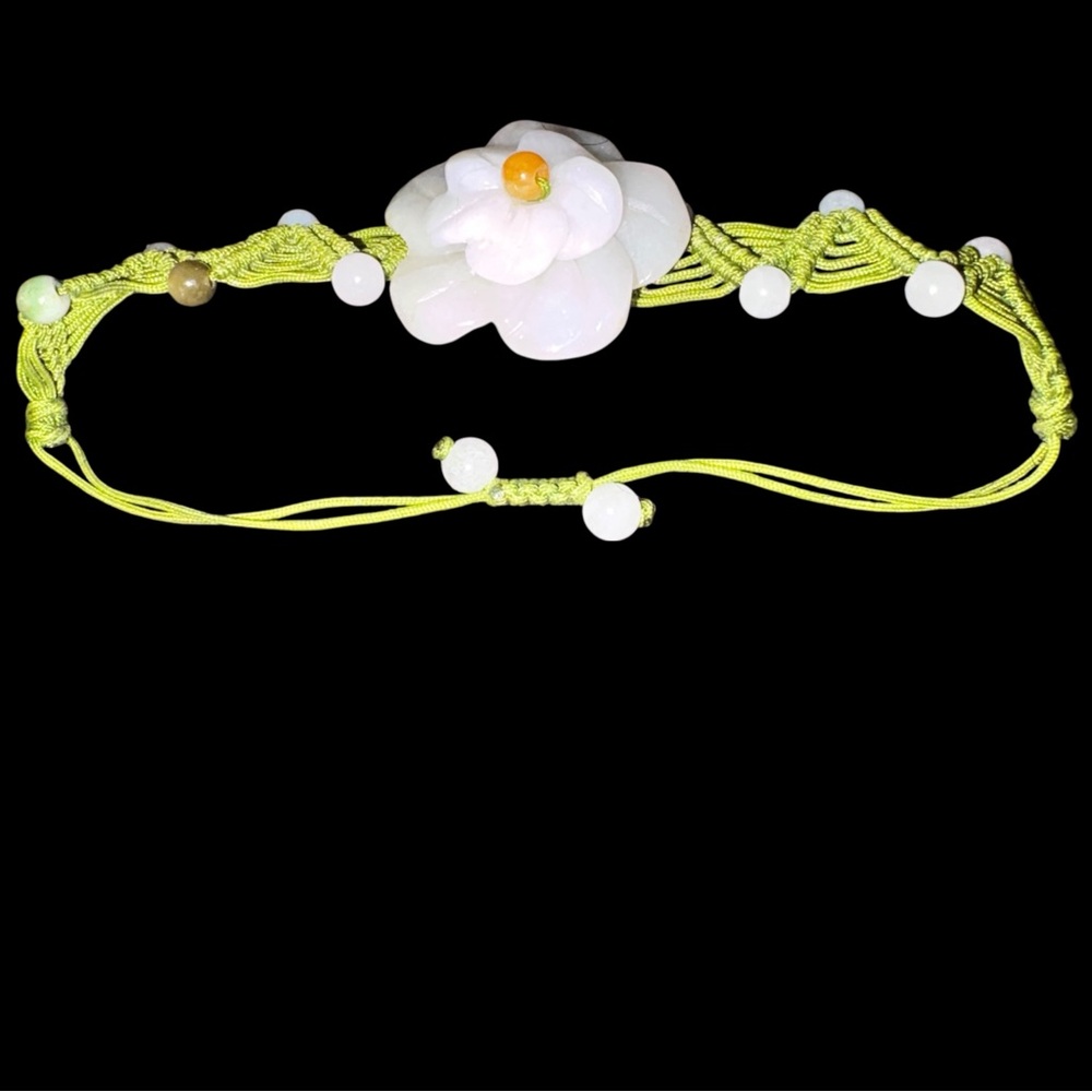 Exquisite Hand-Carved Jadeite Flower Necklace & Choker Set - Picture 10 of 10